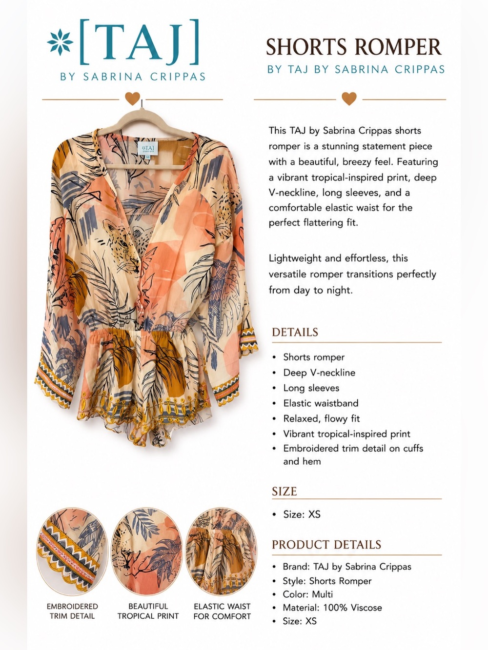 TAJ by Sabrina Crippa Peach Multi Tropical-Print Tunic Top